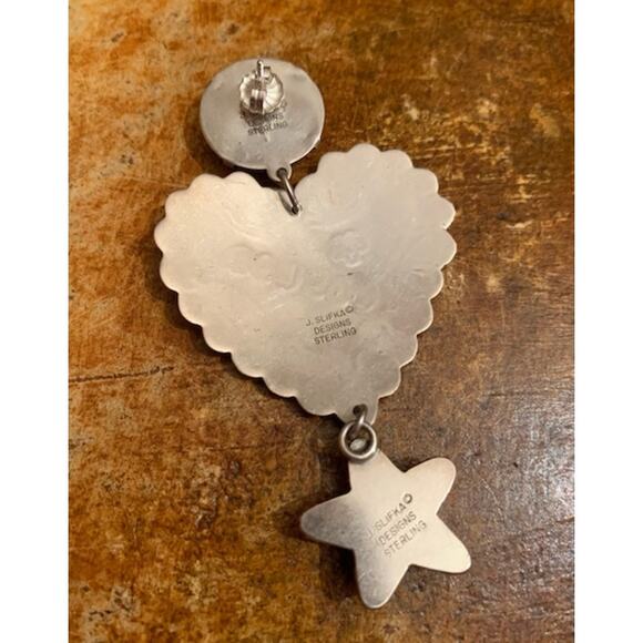 J Slifka Custom Sterling Silver and Lapis Dallas Cowboy Earrings Vintage - Picture 6 of 6